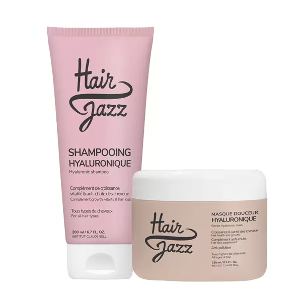 HAIR JAZZ šampūnas - skatinantis plaukų augimą + plaukų kaukė su hialuronu, ricinų, kokosų aliejais!